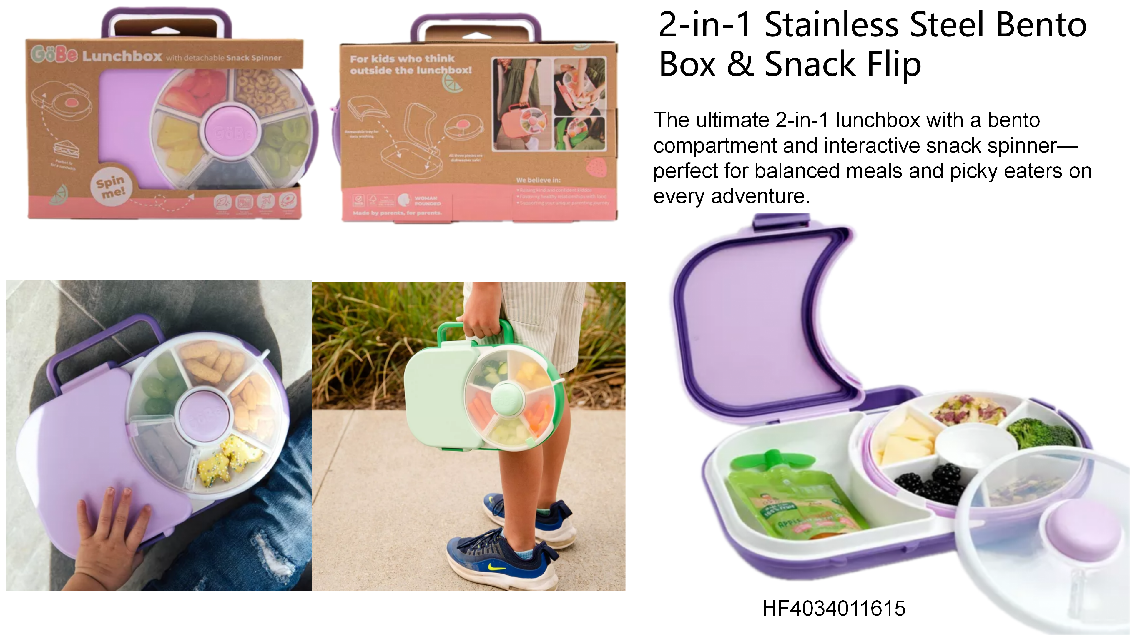 2-in-1 Stainless Steel Bento Box & Snack Flip