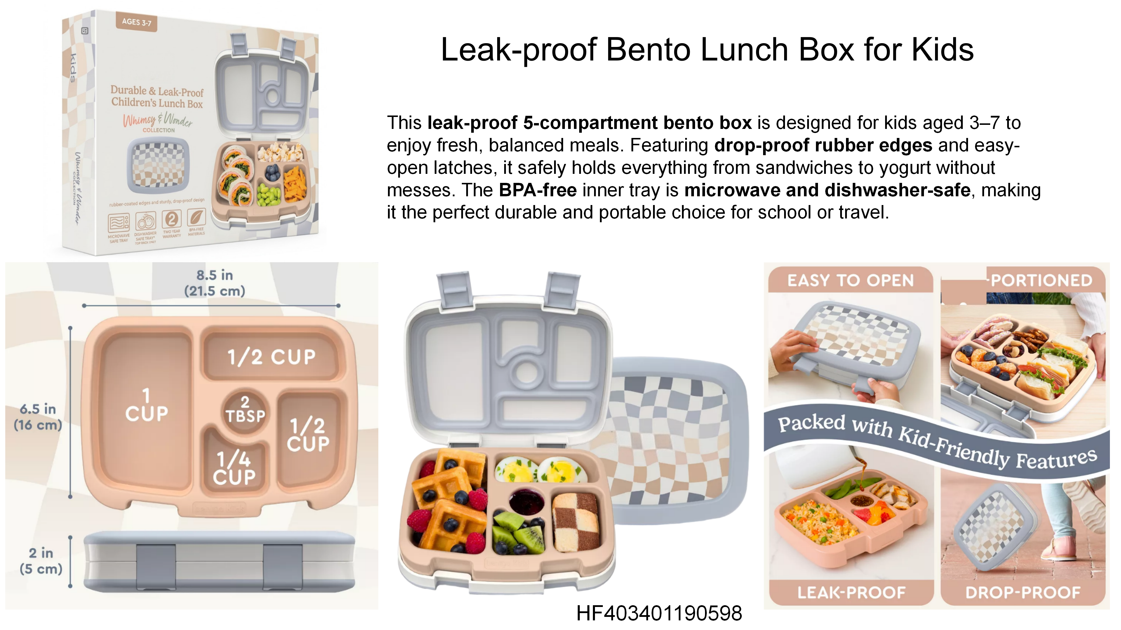 Leak-Proof Bento Lunch Box for Kids