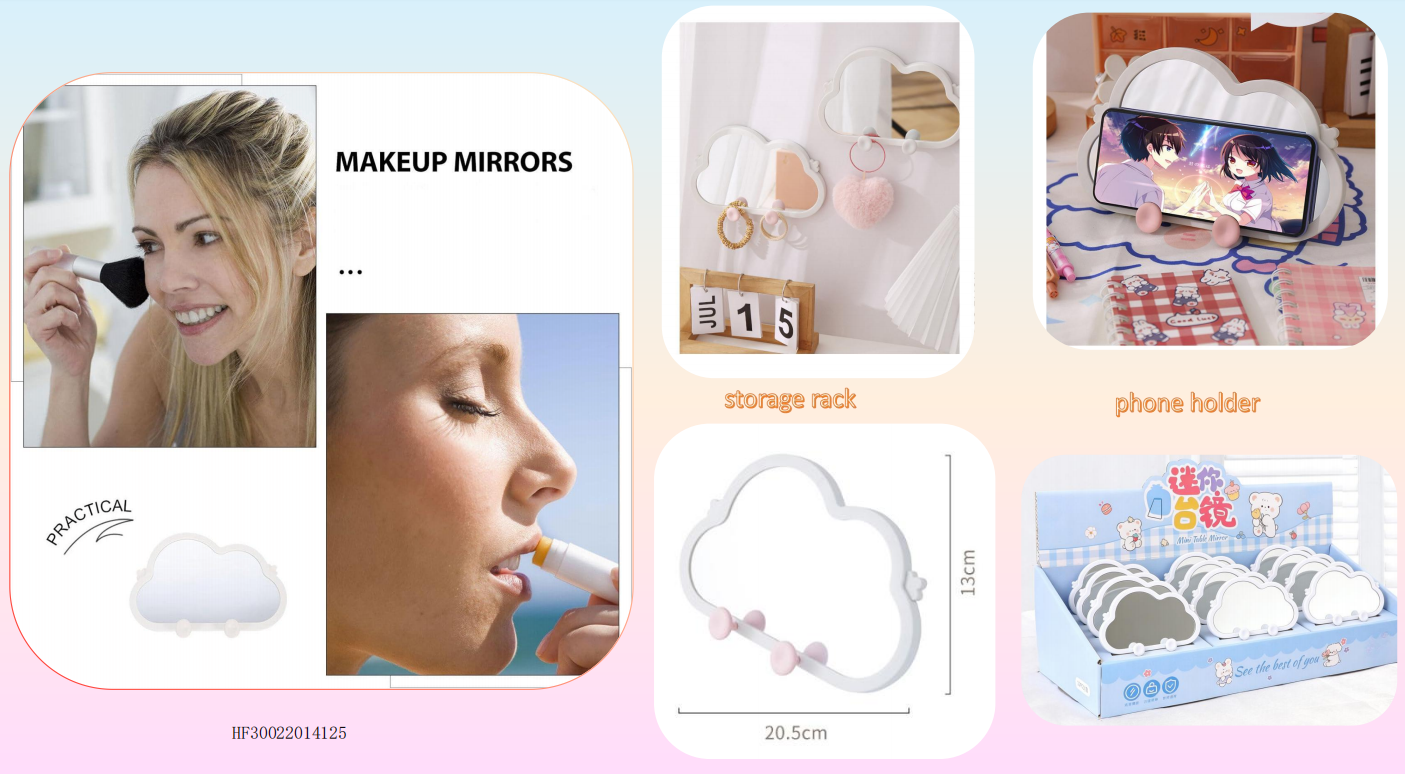 Cloud Makeup Mirror with Phone Holder