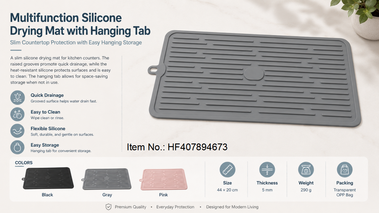 Multifunction Silicone Drying Mat with Hanging Tab