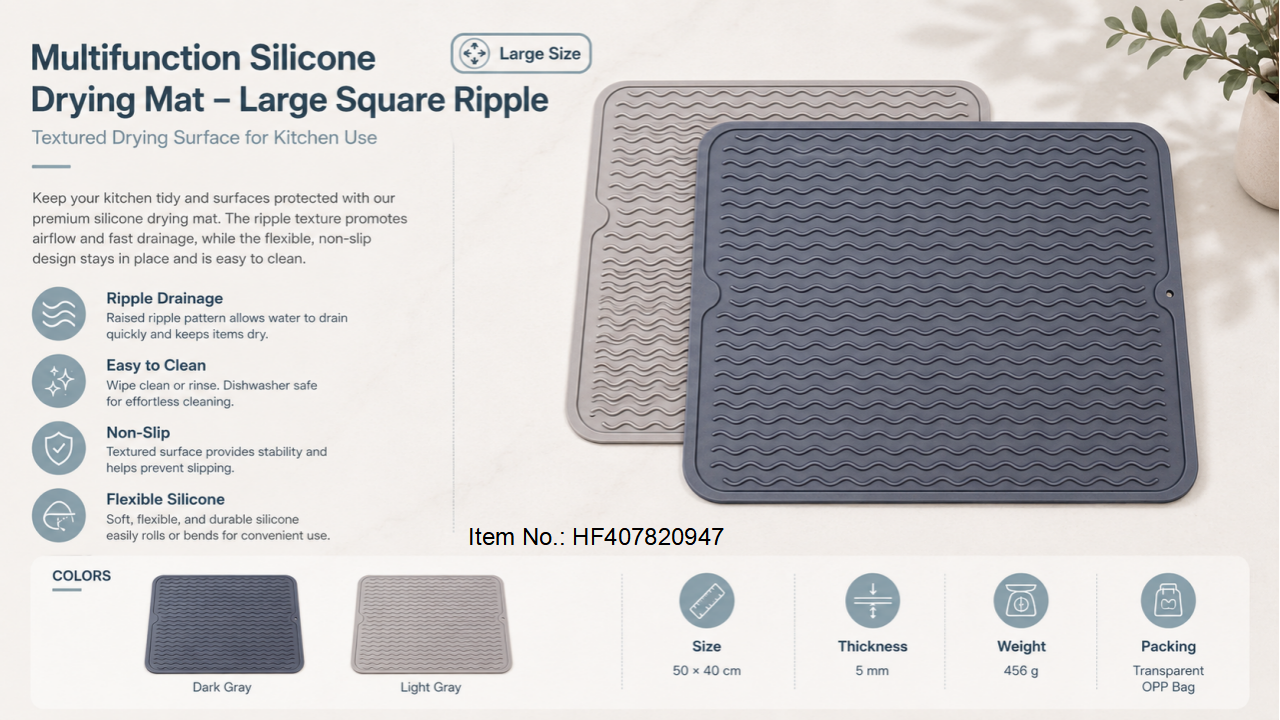 Multifunction Silicone Drying Mat - Large Square Ripple