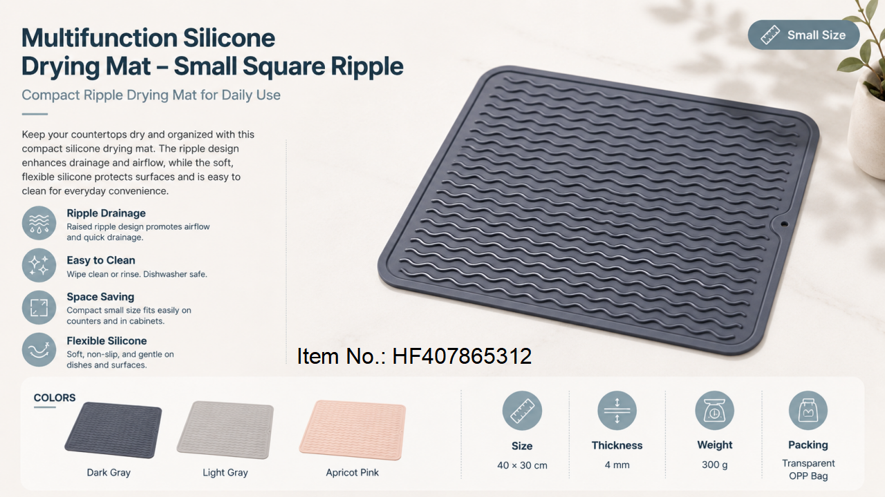 Multifunction Silicone Drying Mat - Small Square Ripple