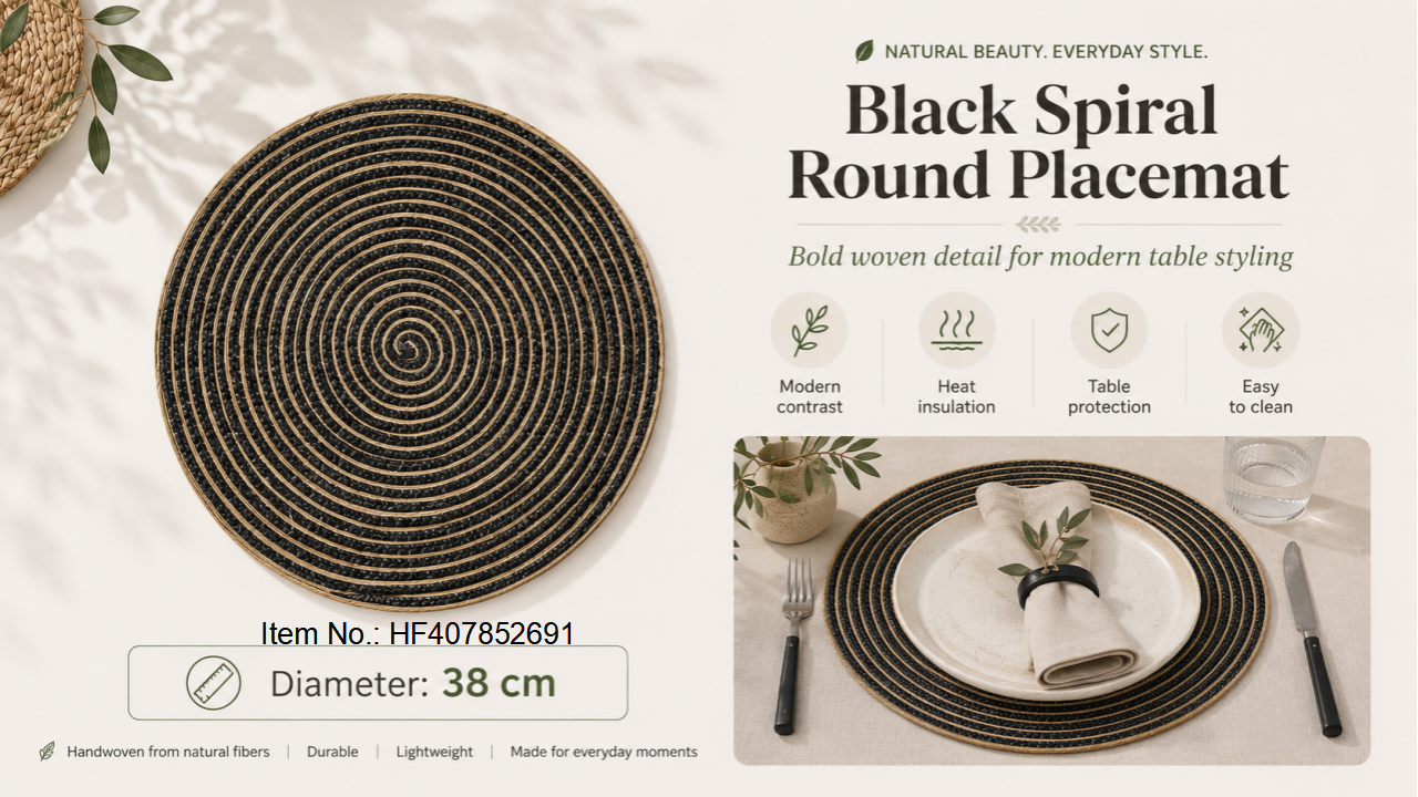 Black Spiral Round Placemat